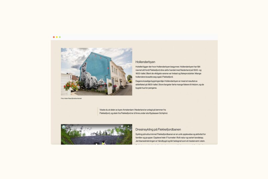 Grand Hotell Flekkefjord - visuell identitet og nettside med bookingløsning